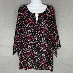 Dana Buchman Top Women's Sz L 3/4 Flowy Sleeve Mature‎ Career Church Tunic